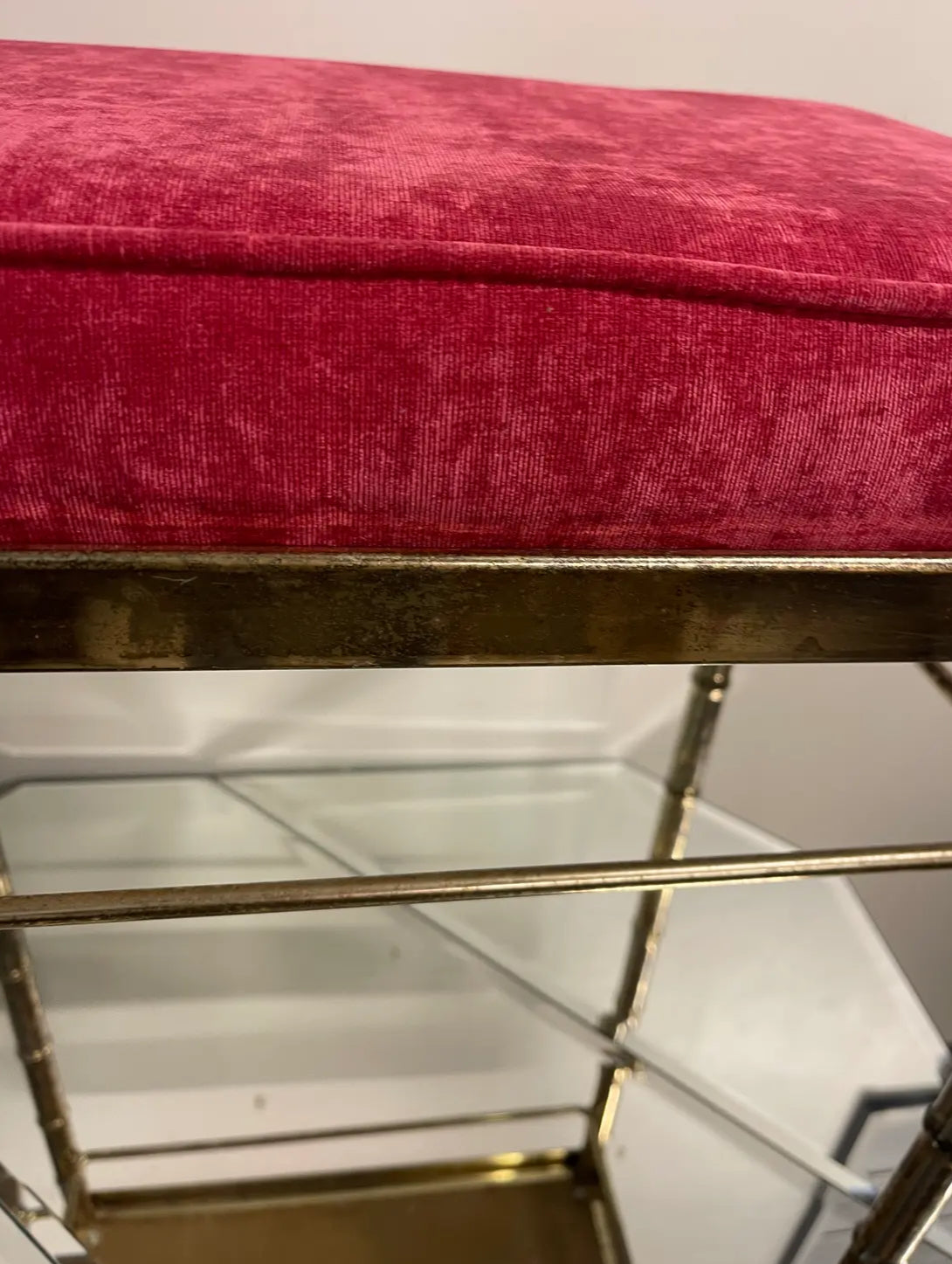 1970s Vintage Faux Bamboo Vanity Stool