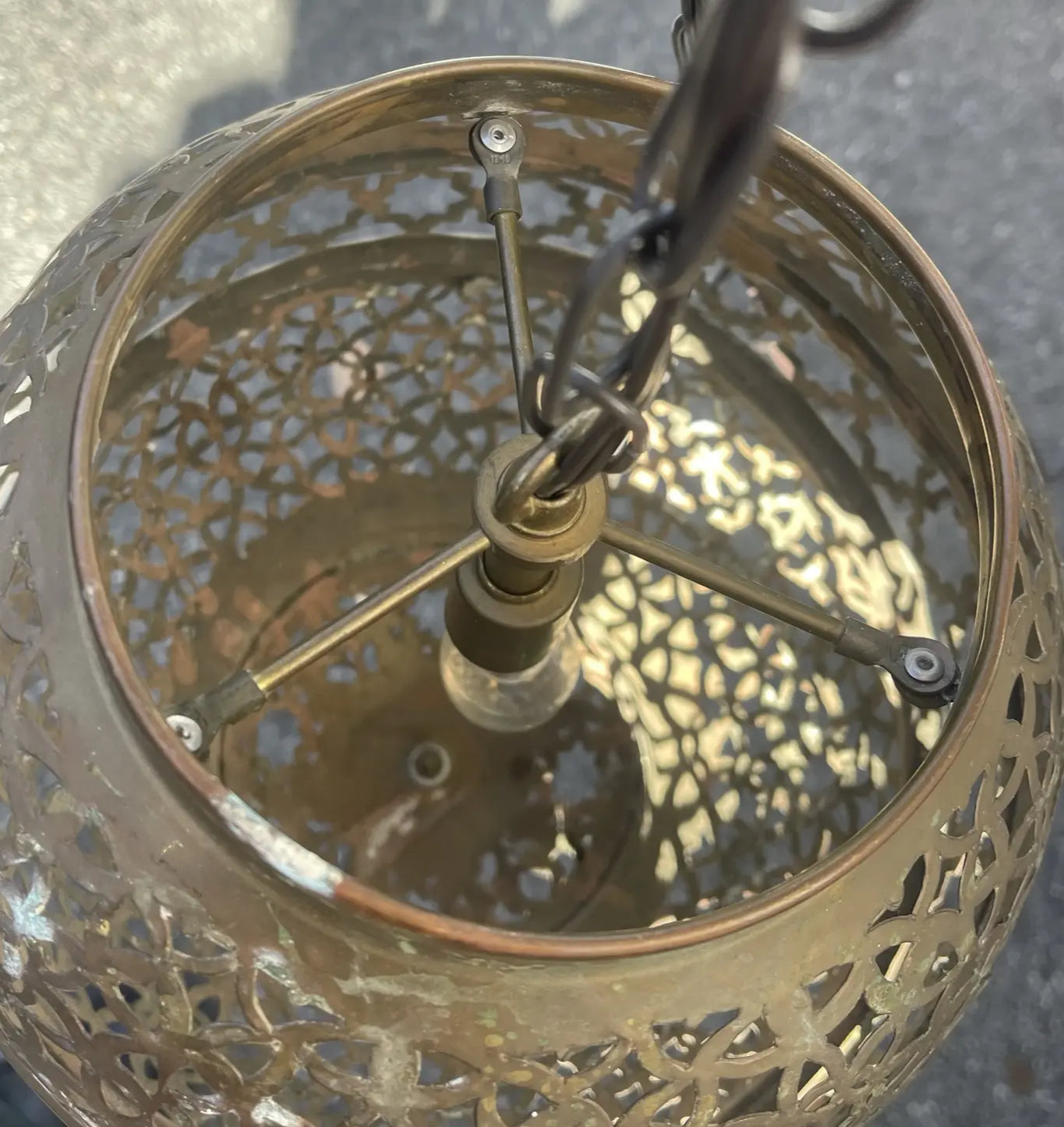 Set of 2 Vintage Moroccan Brass Hanging Lights