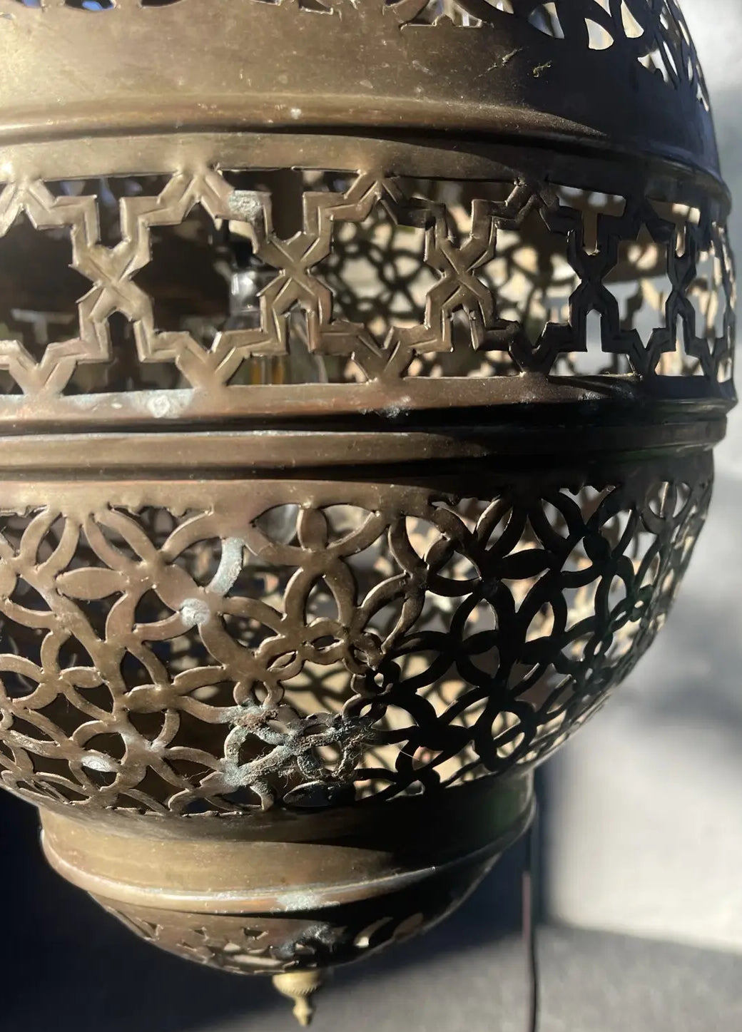 Set of 2 Vintage Moroccan Brass Hanging Lights