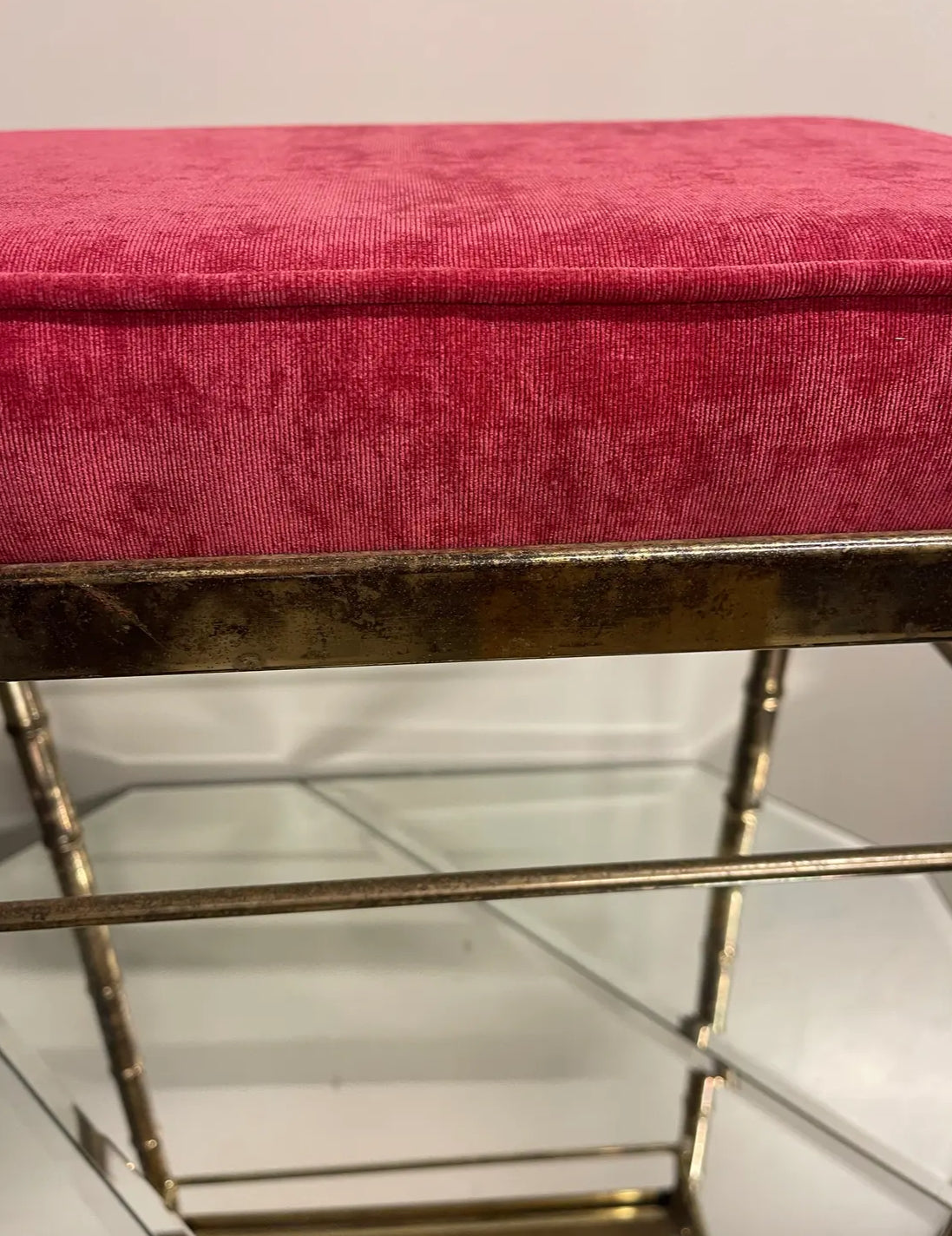 1970s Vintage Faux Bamboo Vanity Stool