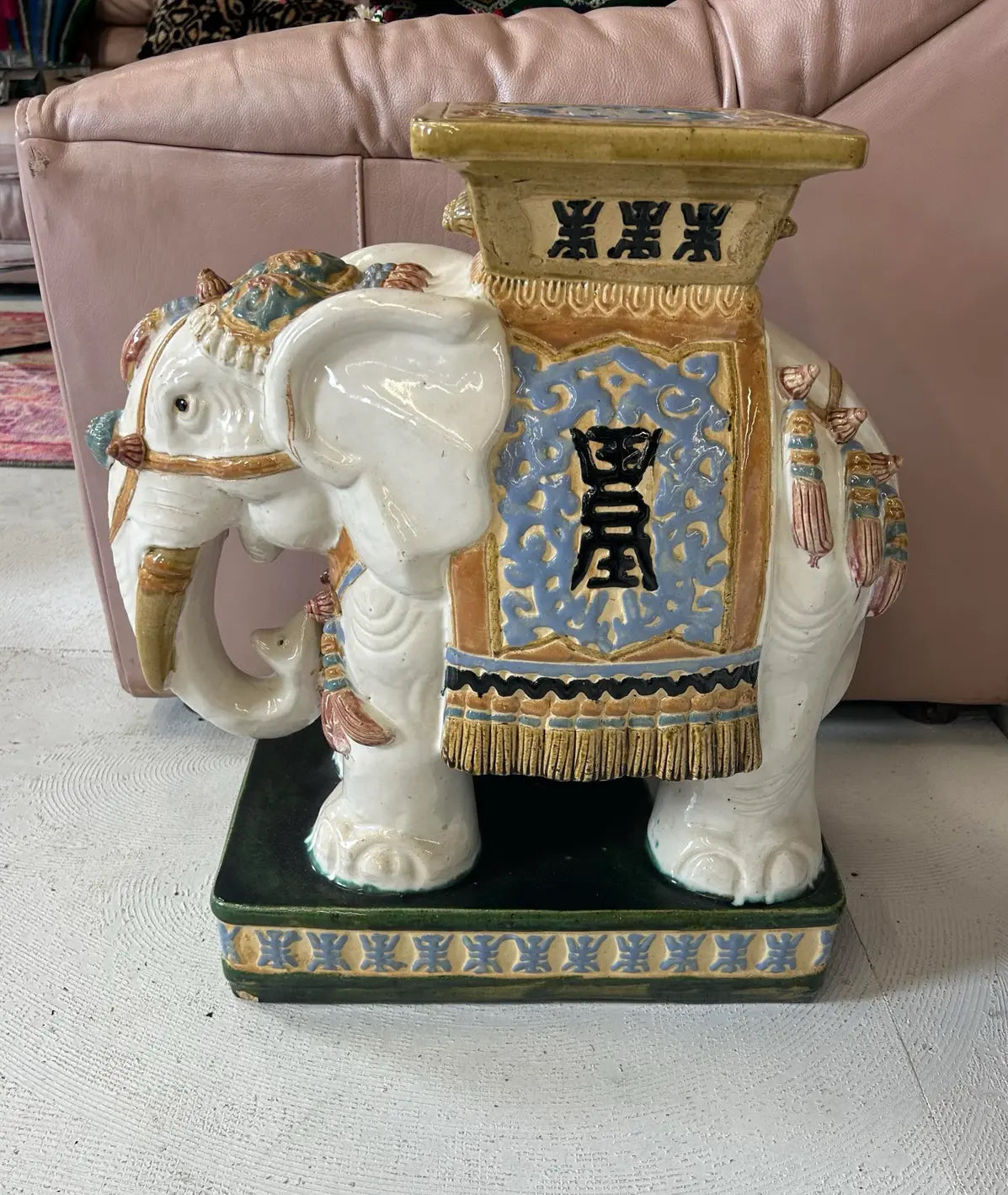Vintage Asian Ceramic Elephant Garden Stool