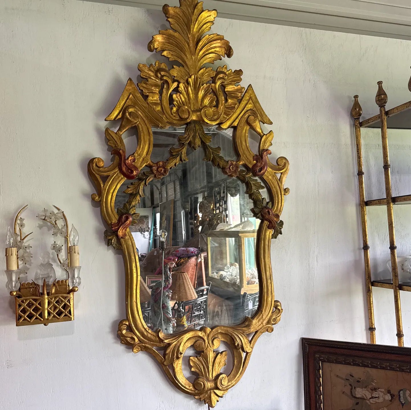 Pair of 1960s Spanish Carved Gilt Mirrors