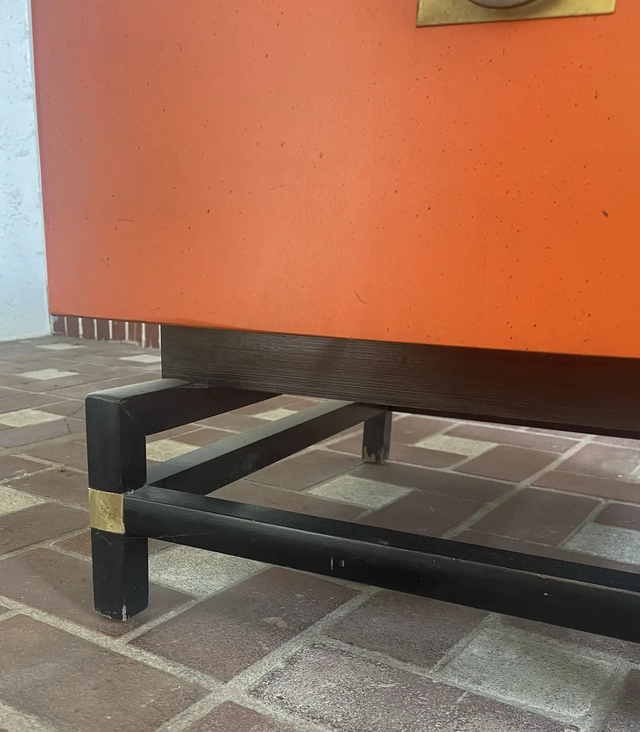 1960s Mid Century Asian Inspired Orange Bedside Table by j.b. Van Sciver Co