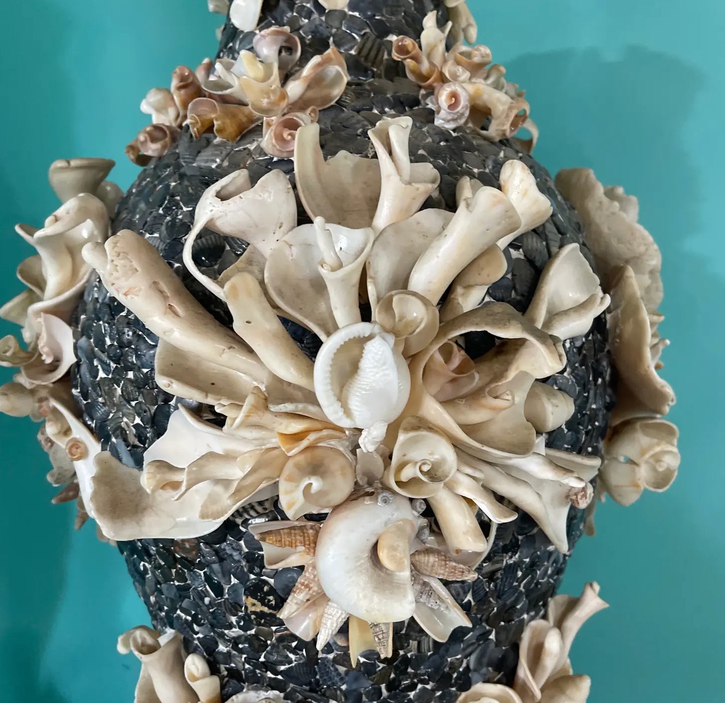 Vintage Shell Vase and Pedestal