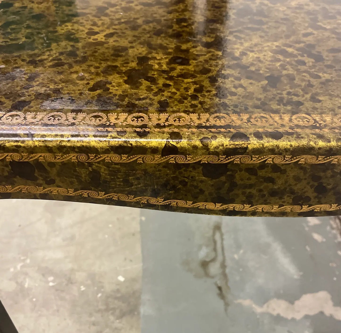 1920s Antique Barnard and Simonds Tooled Leather Card Table