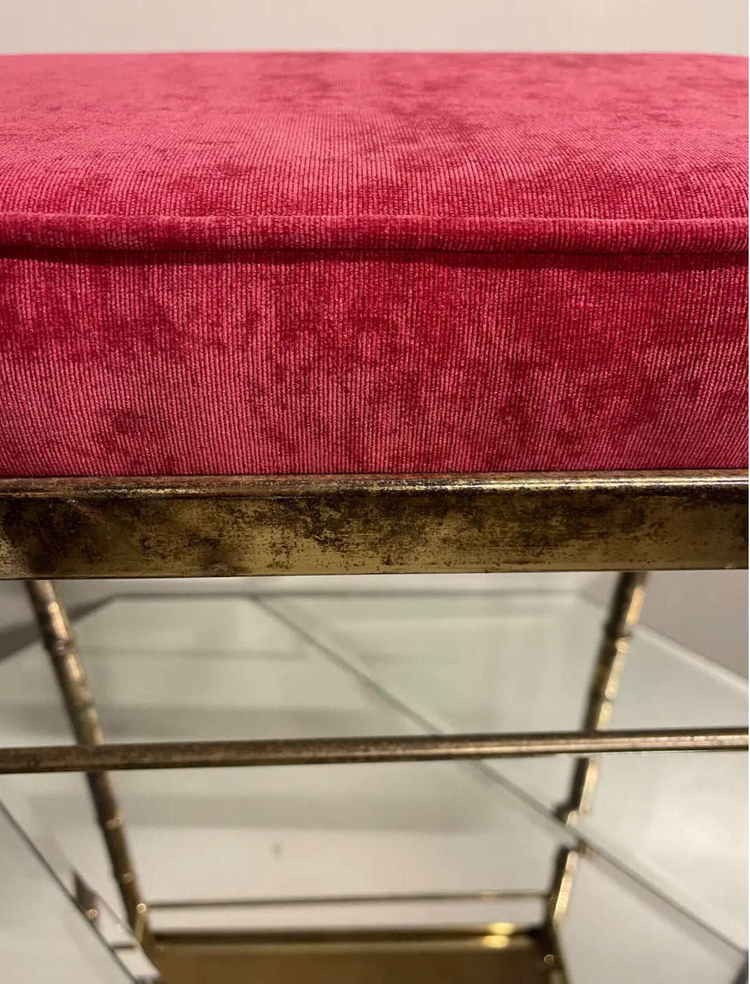 1970s Vintage Faux Bamboo Vanity Stool