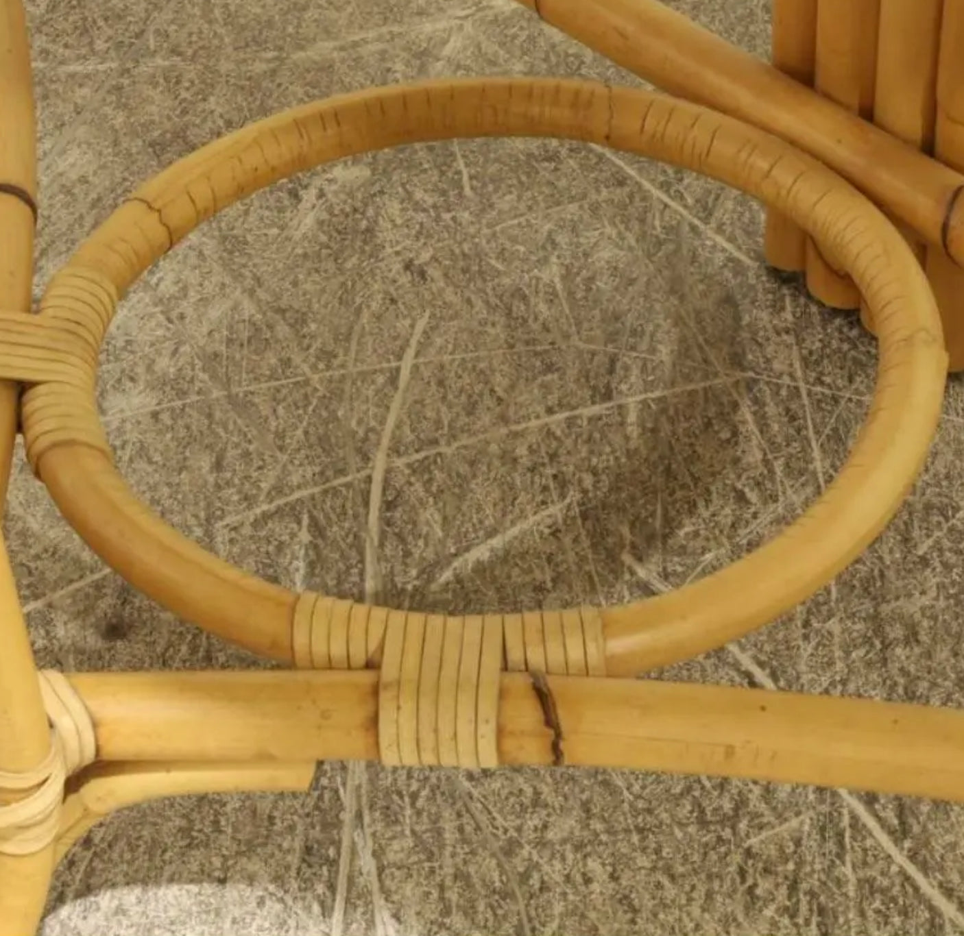 A Pair of Large Rattan and Bamboo Demilune Tables by John Hutton for Donghia