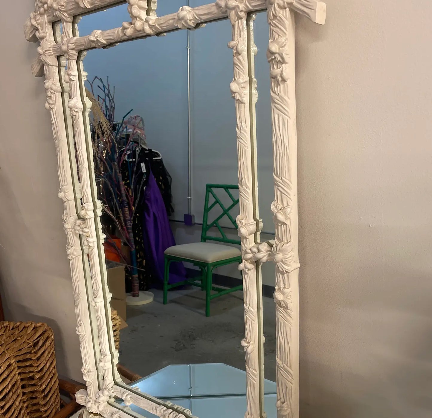 1970s Gampel-Stoll White Faux Bois Mirror
