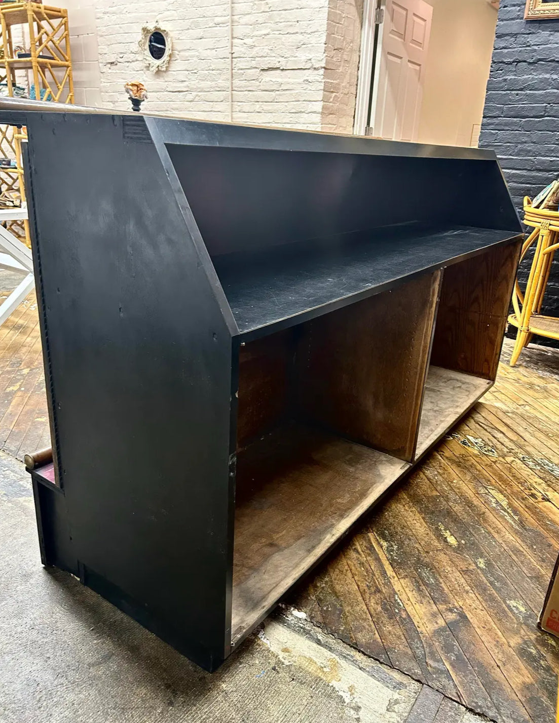 Vintage Red Art Deco Style Bar With Pierced Metal Work