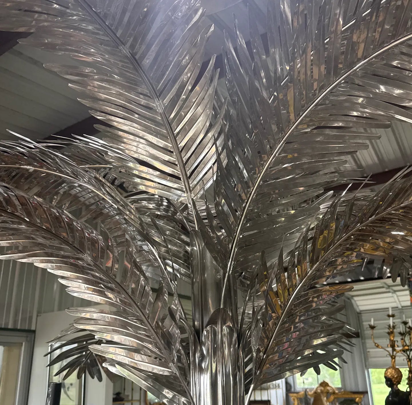 1970s Vintage Chromed Steel Large Palm Tree