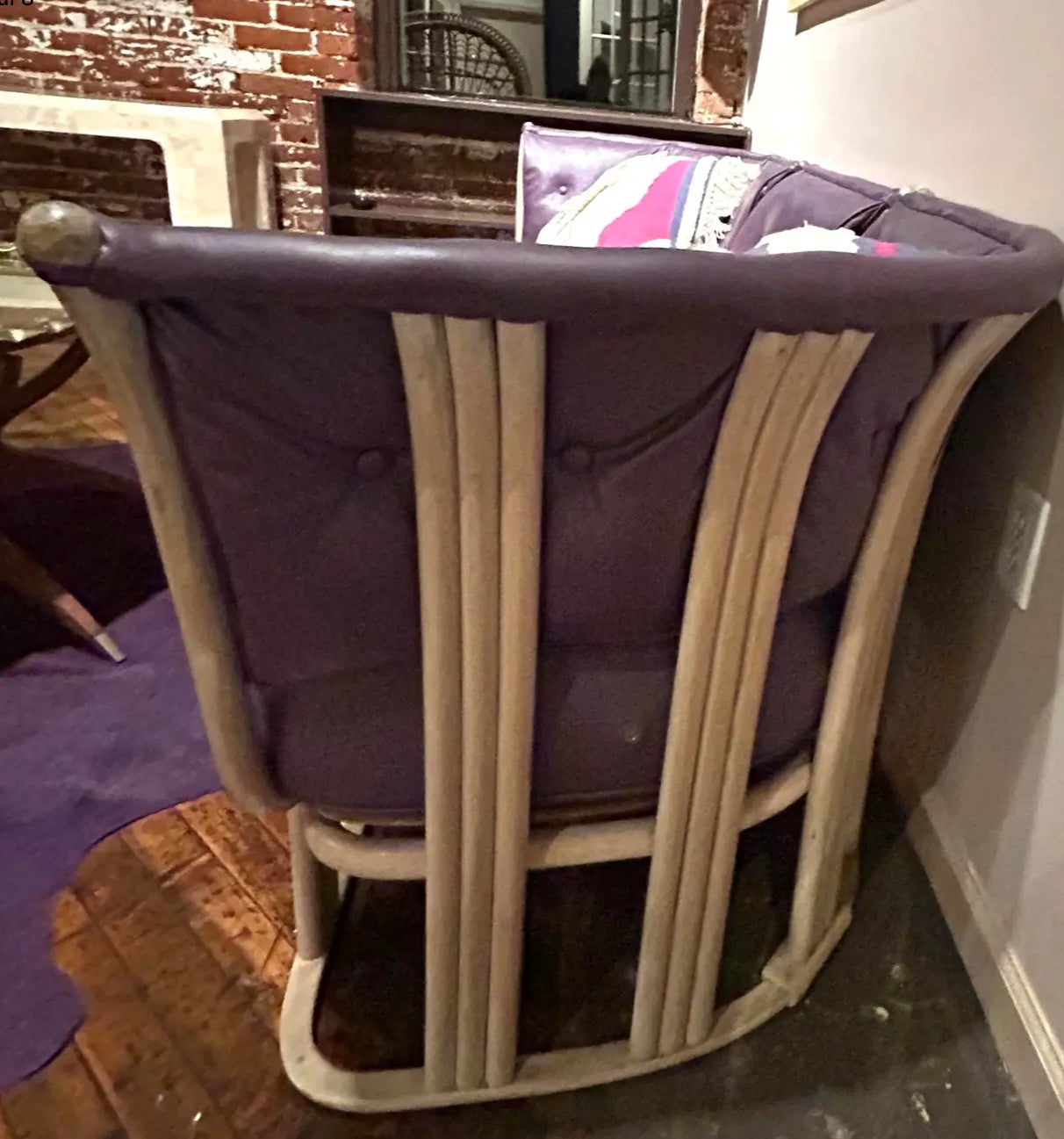 Mid 20th Century Vintage Purple Leather & Teak 3 Piece Sectional Sofa