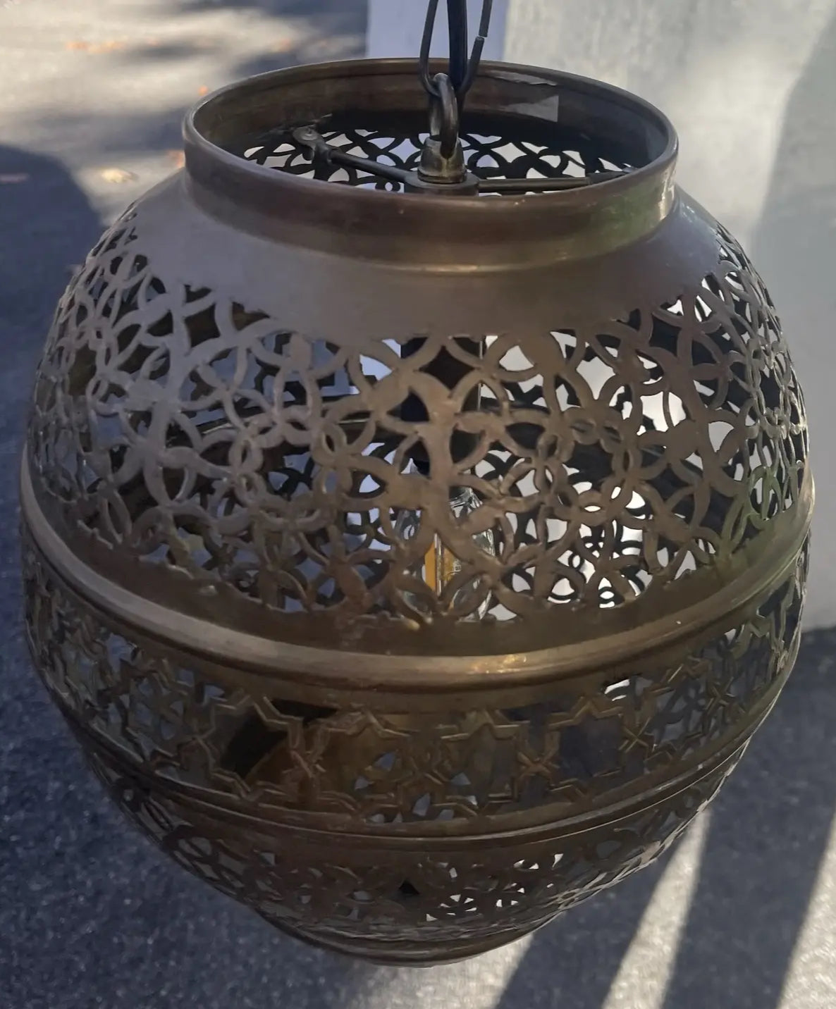 Set of 2 Vintage Moroccan Brass Hanging Lights
