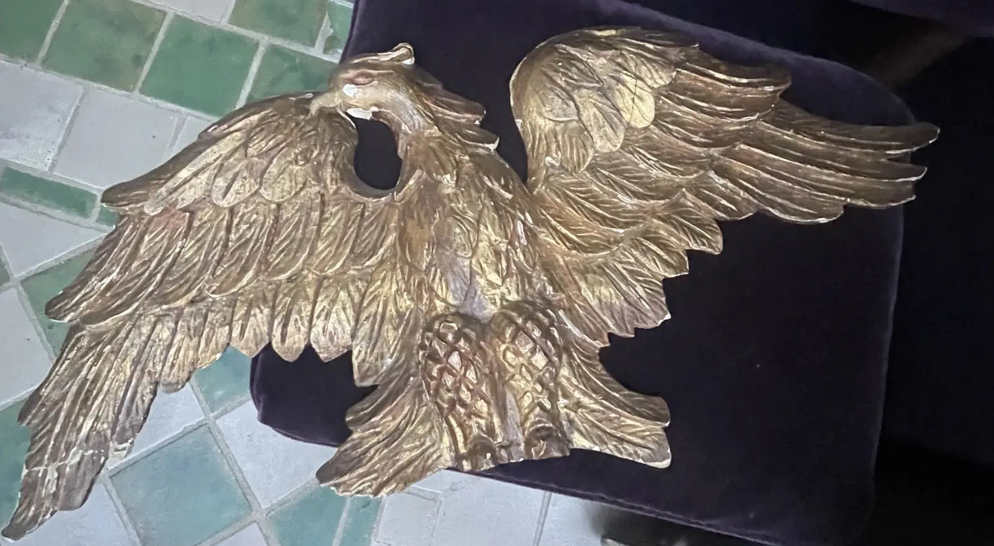 Early 19th Century Antique Carved Wood Gilt Eagle