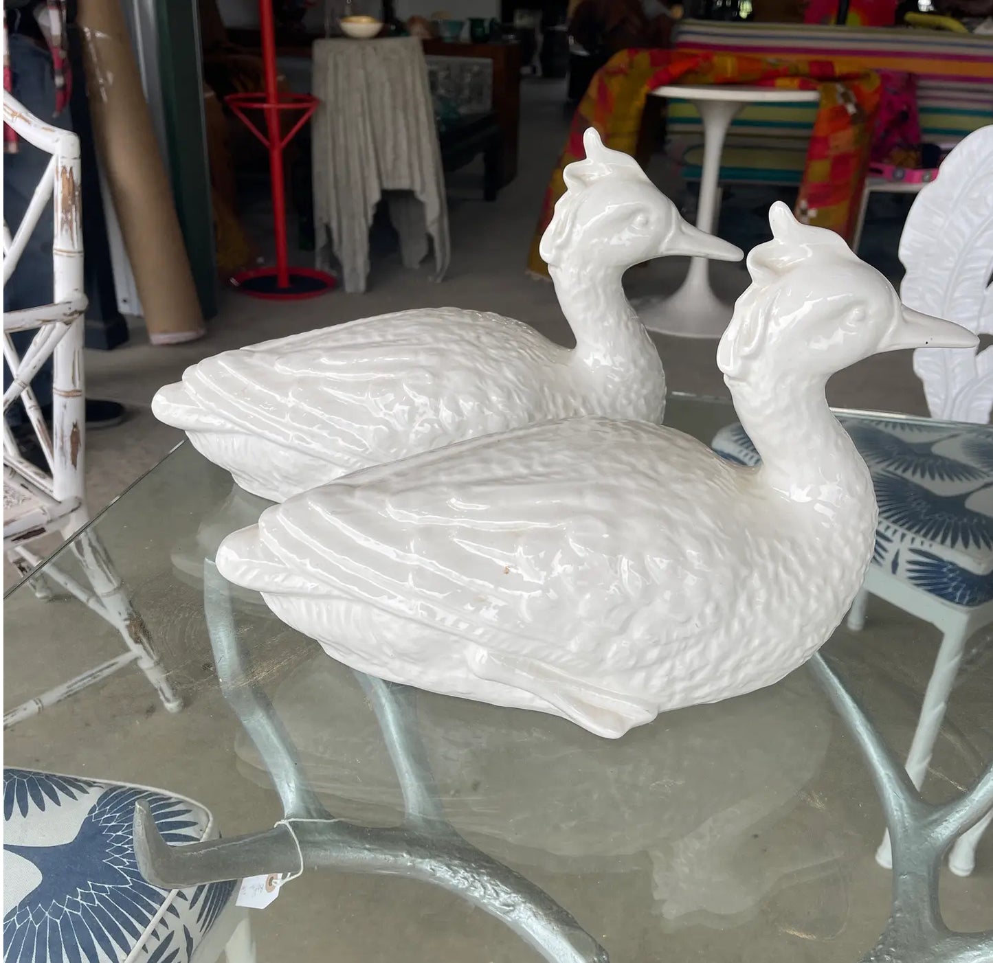 Pair of Mid 20th Century Blanc De Chine Ducks by Este Ceramiche for Tiffany and Co
