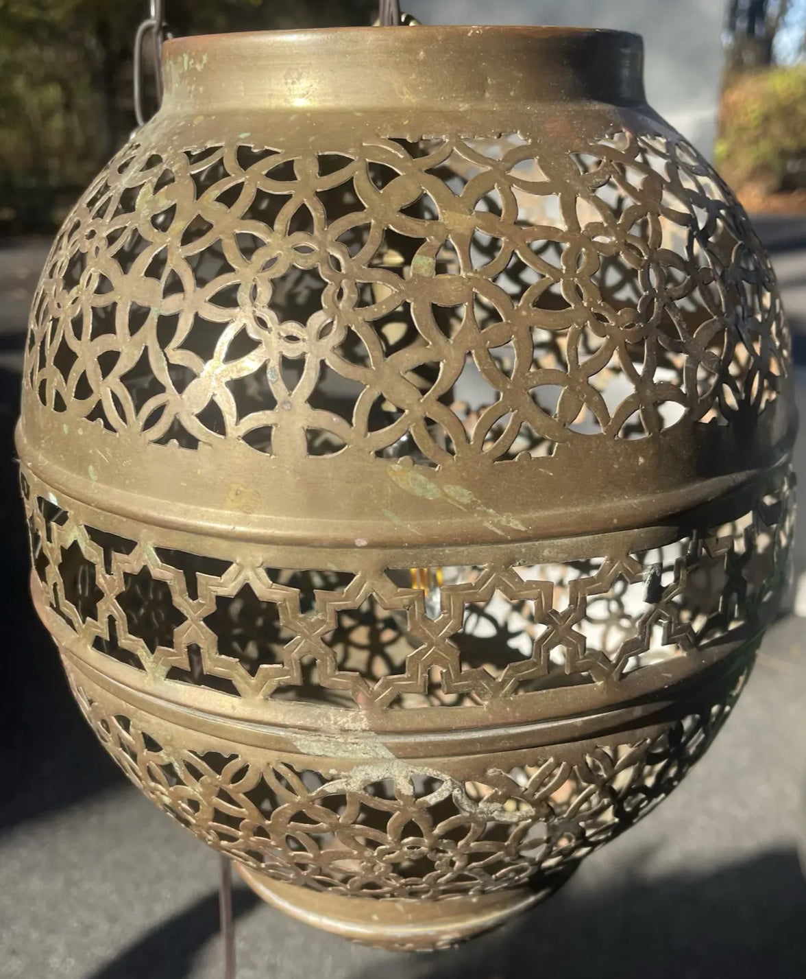 Set of 2 Vintage Moroccan Brass Hanging Lights