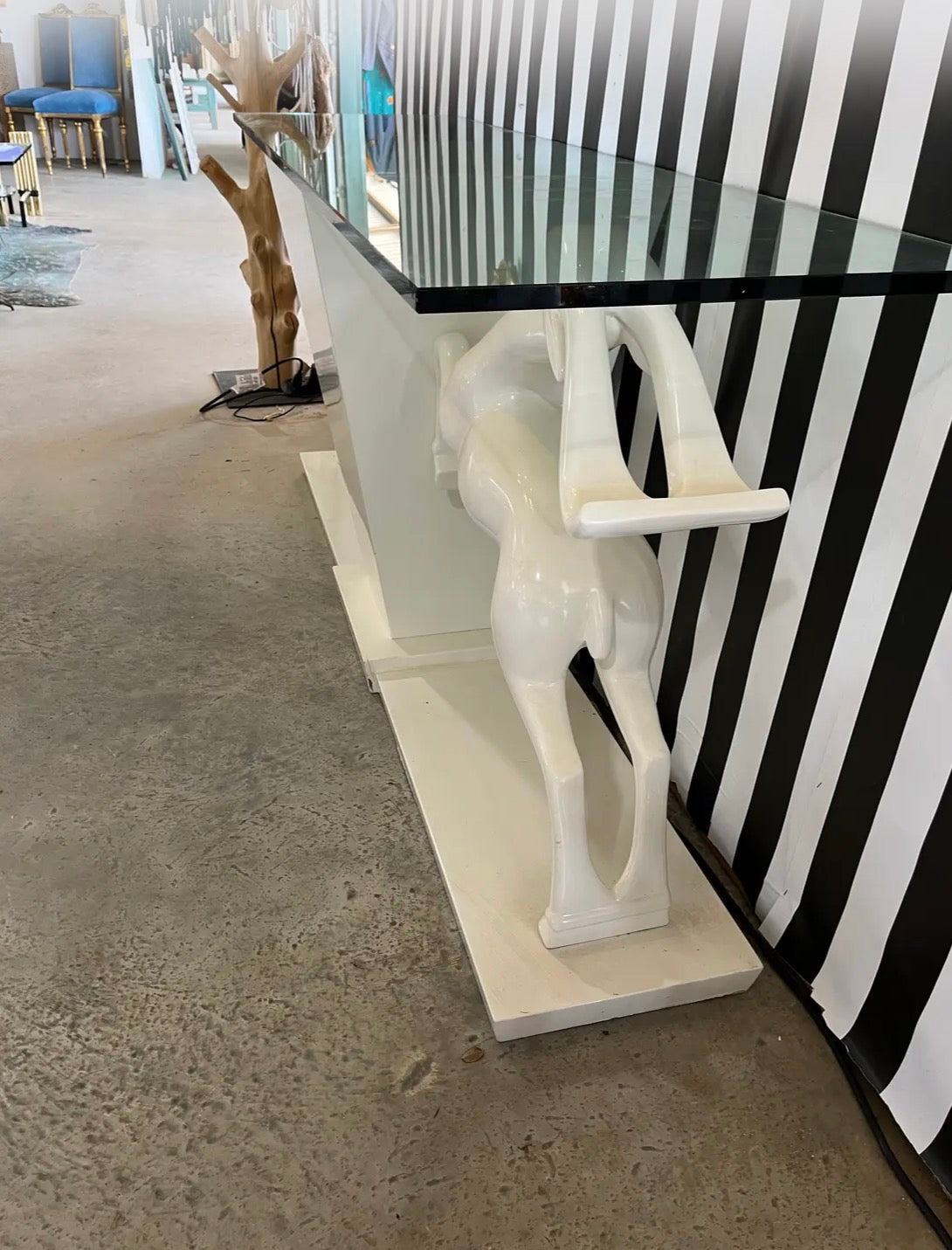 1980s Hollywood Regency Jumping Gazelle Console Table