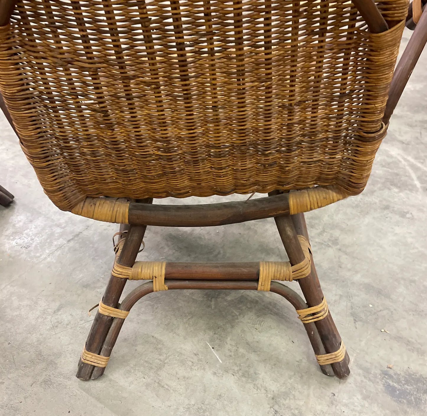 1970s Pair of Vintage Bamboo and Wicker Armchairs