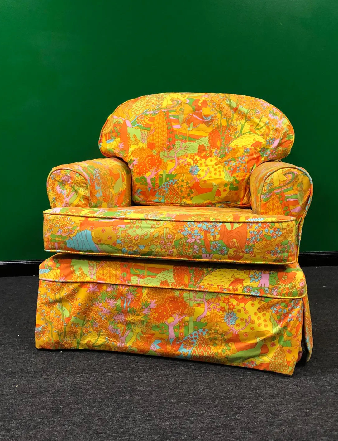 Glider Chair Upholstered in Vintage Fabric