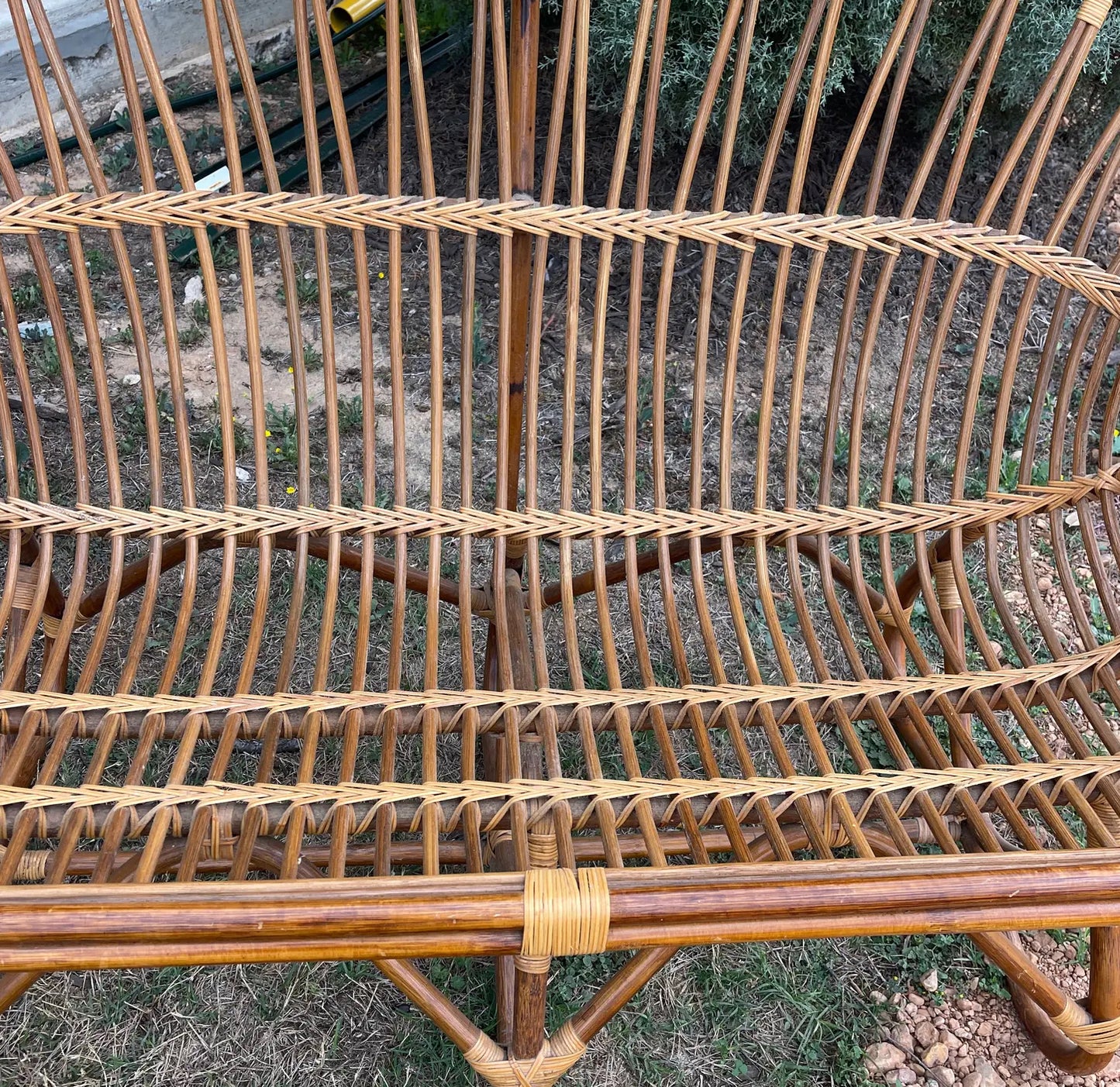 Vintage Ratan Loveseat in the Style of Franco Albini