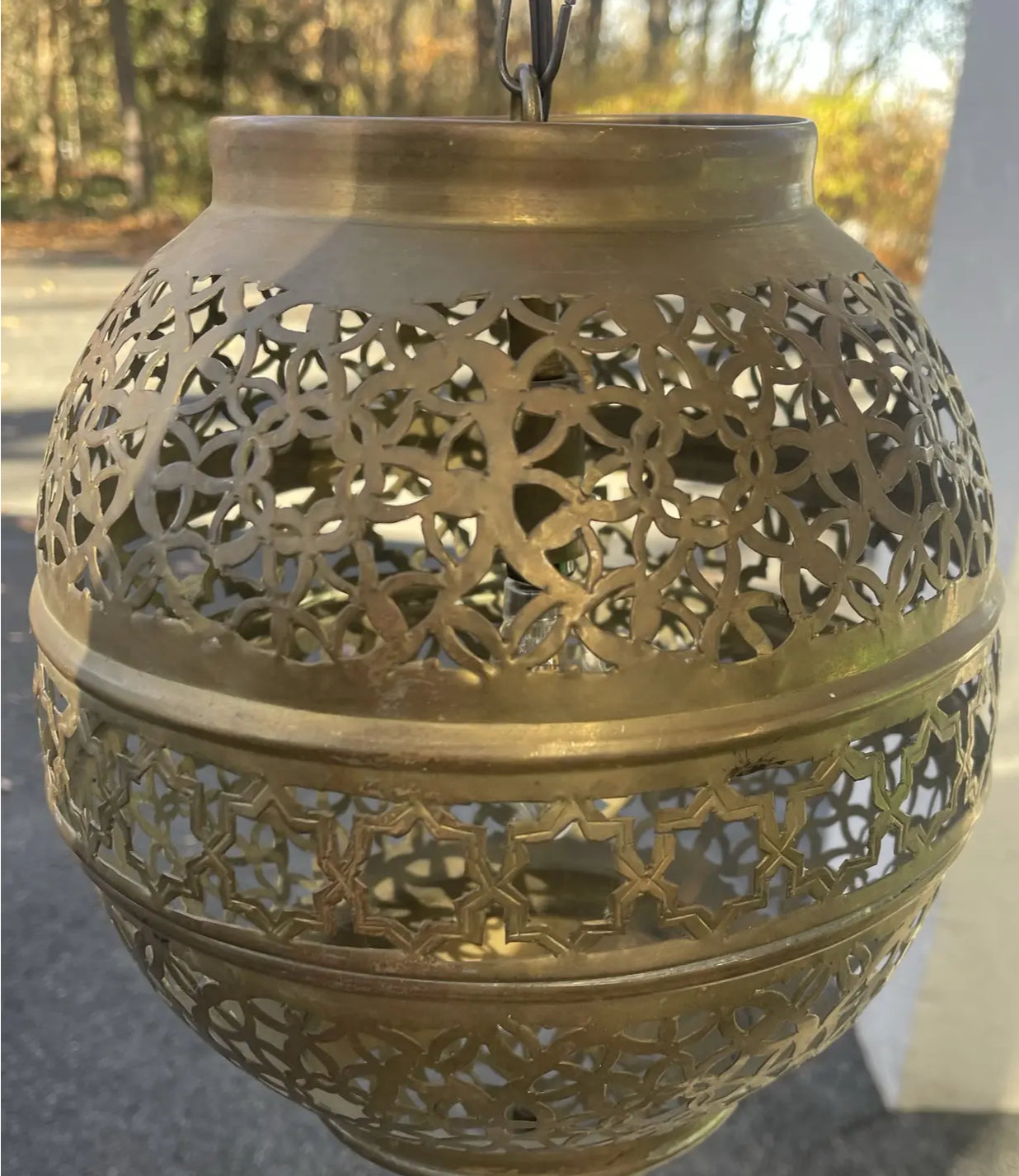 Set of 2 Vintage Moroccan Brass Hanging Lights