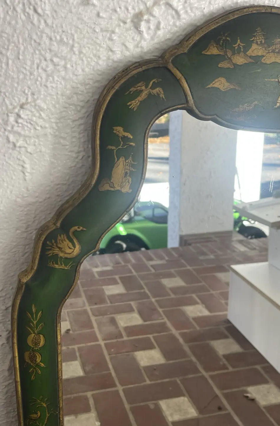 Mid 20th Century Green and Gilt Chinoiserie Mirror
