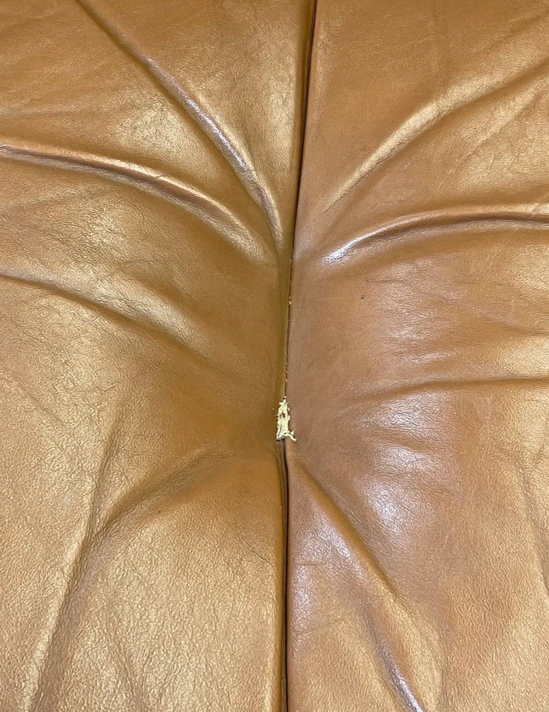 1970s Vintage Mid-Century Cognac Leather Sectional Sofa