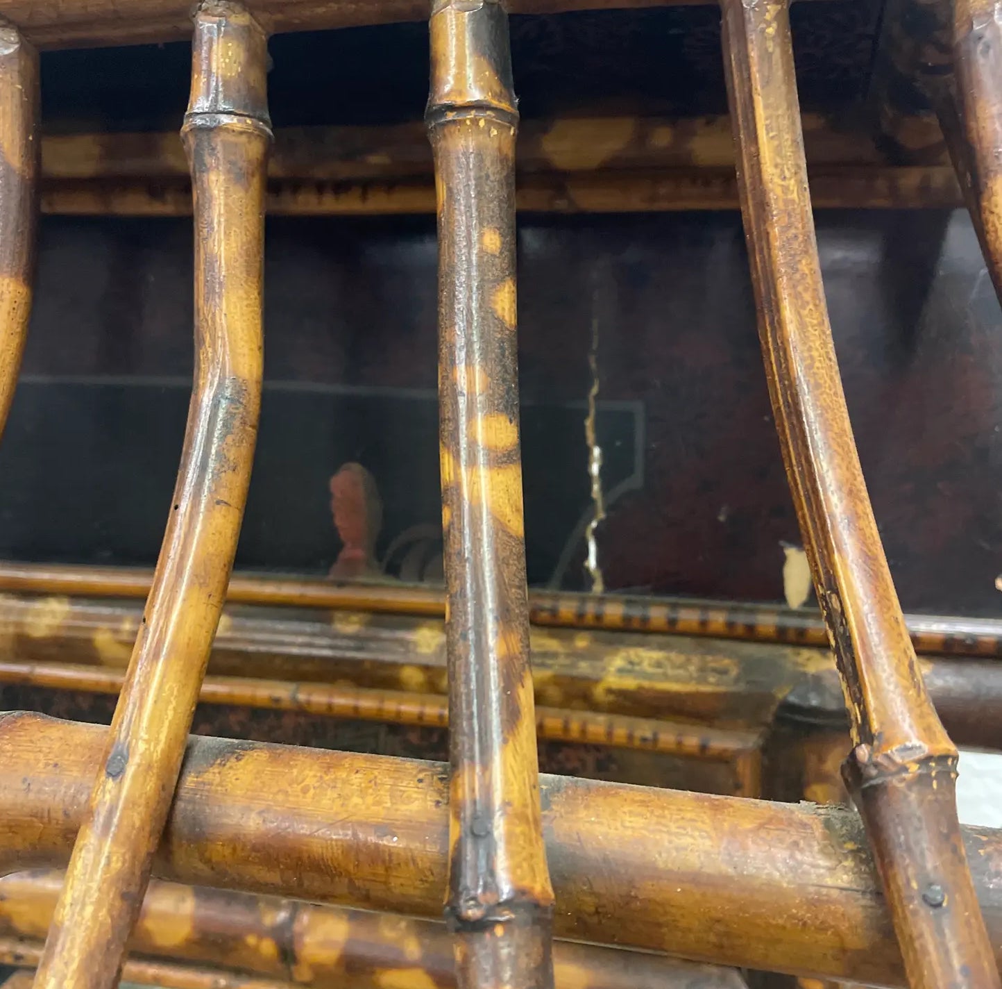 Aesthetic Movement Antique Faux Tortoise Bamboo Etagere