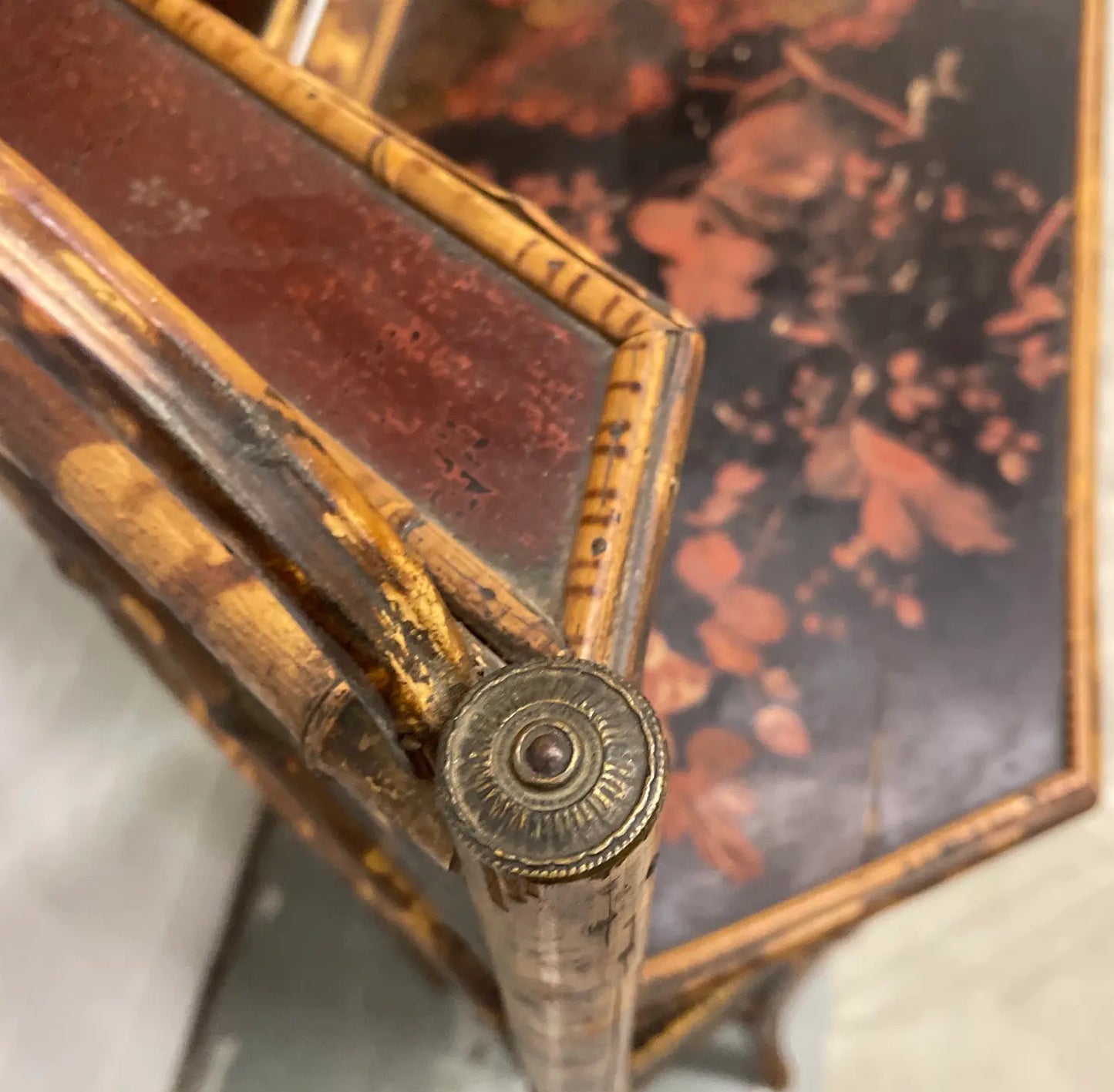 Aesthetic Movement Antique Faux Tortoise Bamboo Etagere