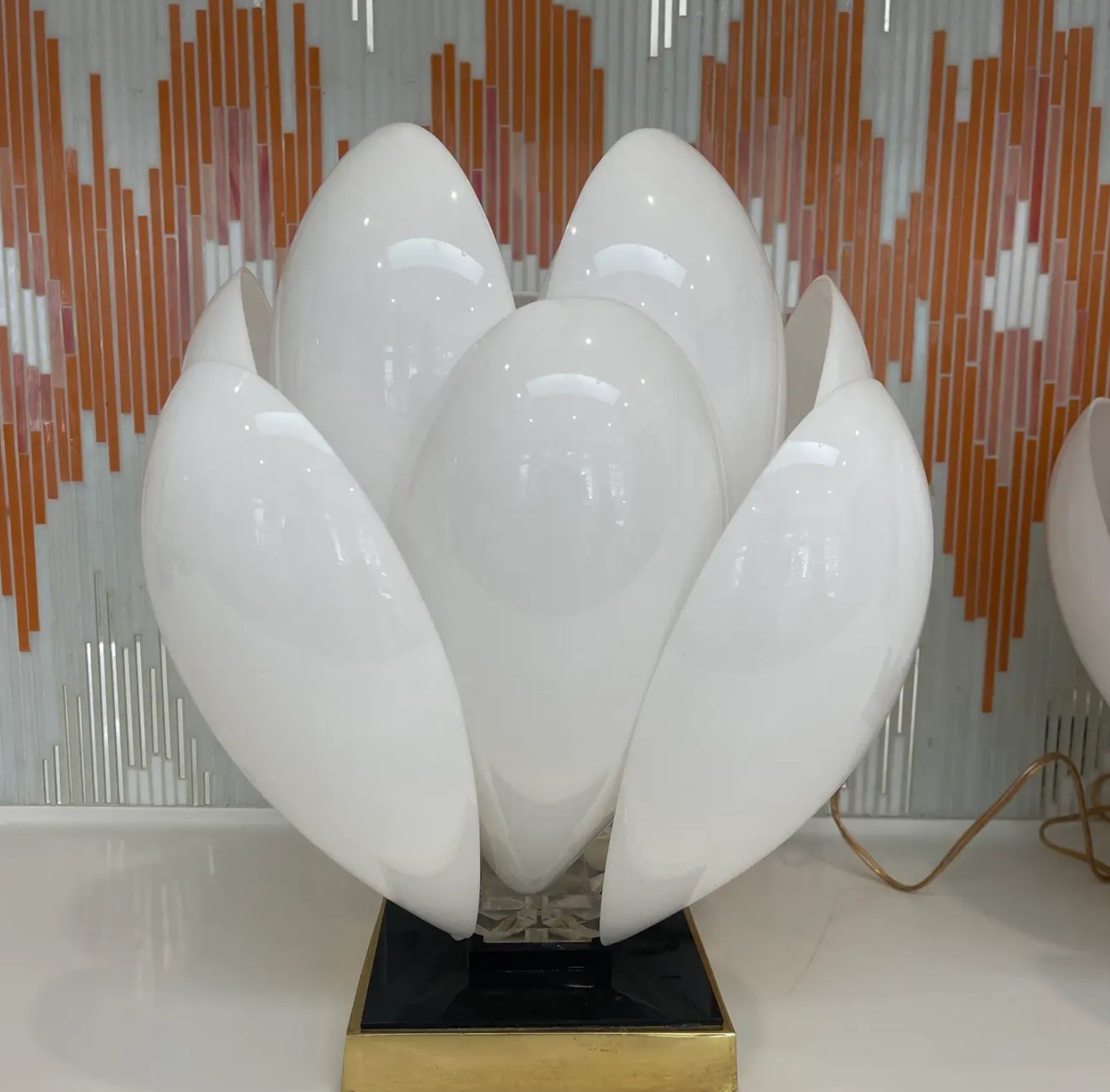 A Pair of 1970s White Rougier Lotus Lights
