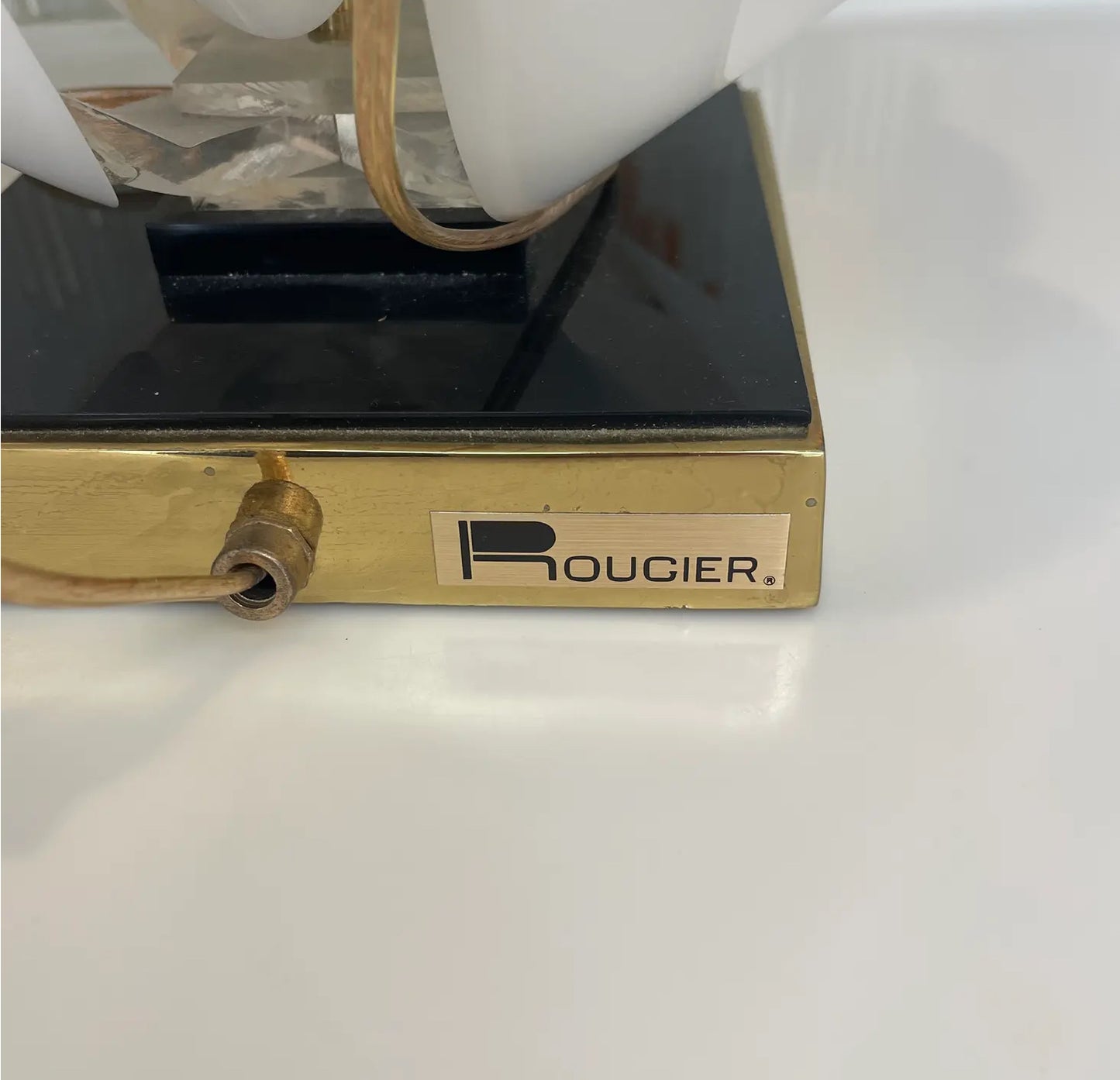 A Pair of 1970s White Rougier Lotus Lights
