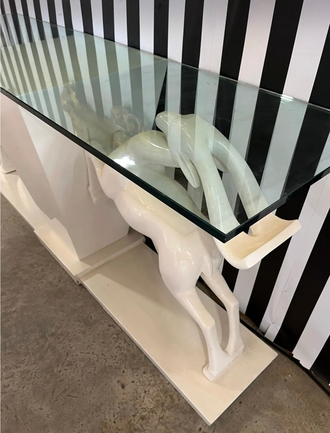 1980s Hollywood Regency Jumping Gazelle Console Table