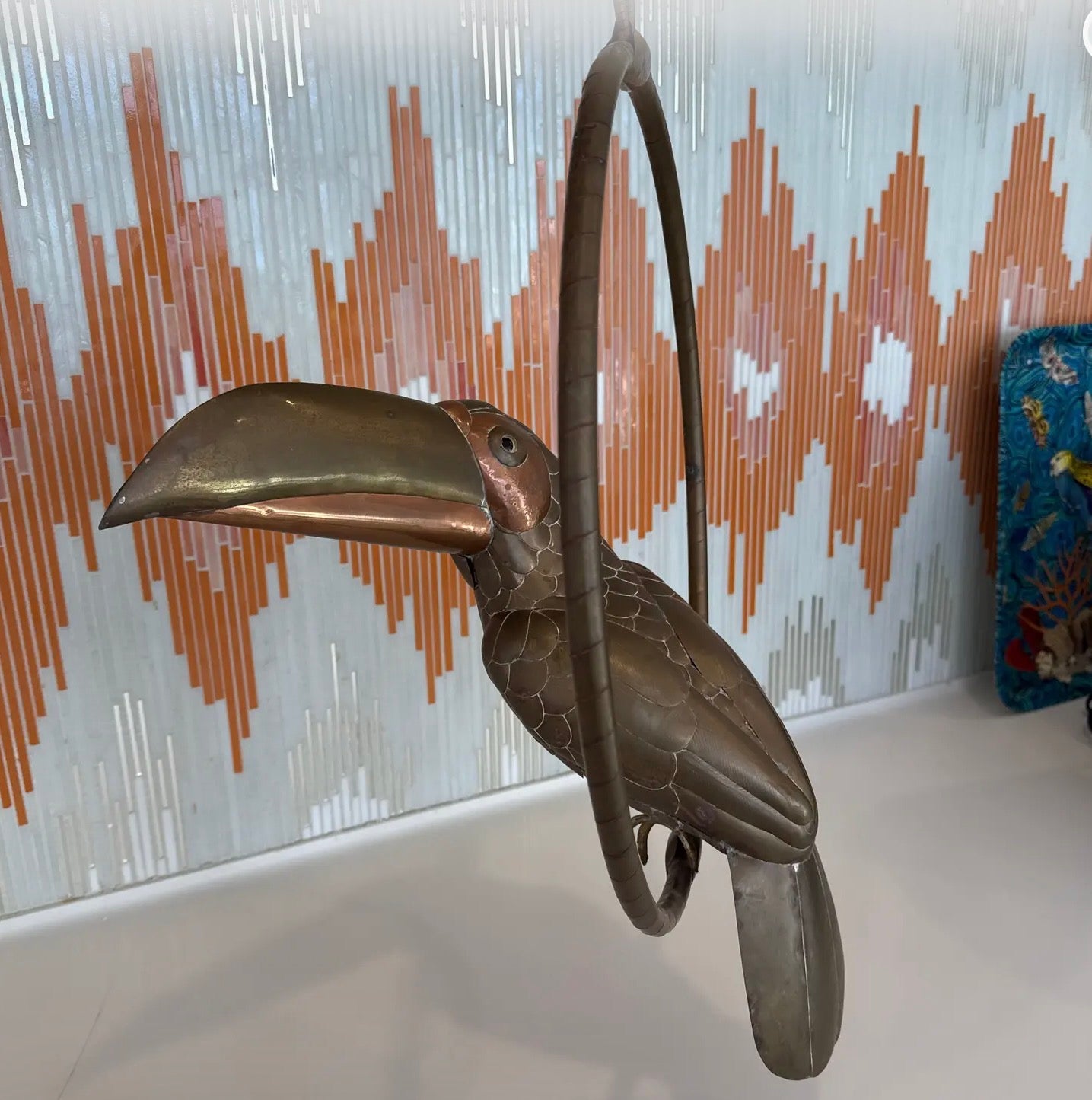 Vintage Brass and Copper Attributed Sergio Bustamante Toucan Bird