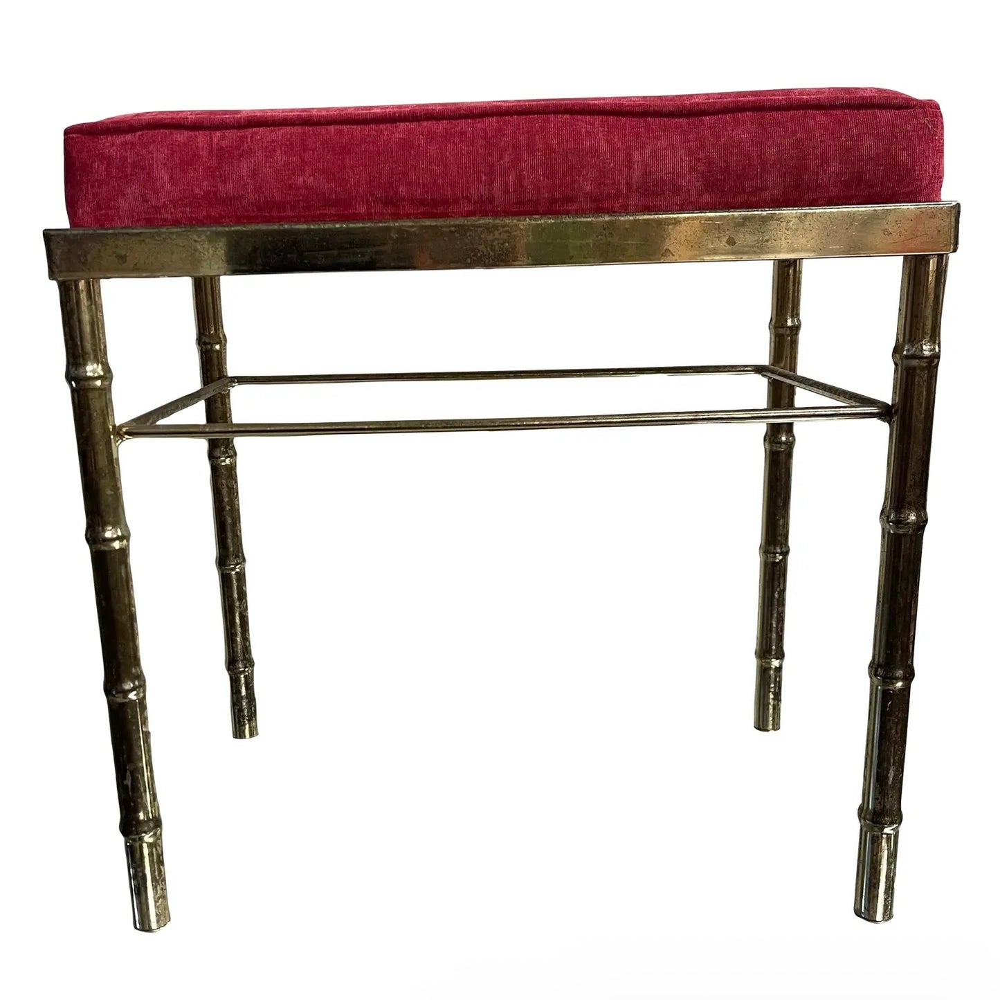 1970s Vintage Faux Bamboo Vanity Stool