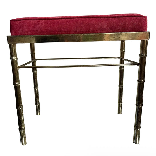 1970s Vintage Faux Bamboo Vanity Stool