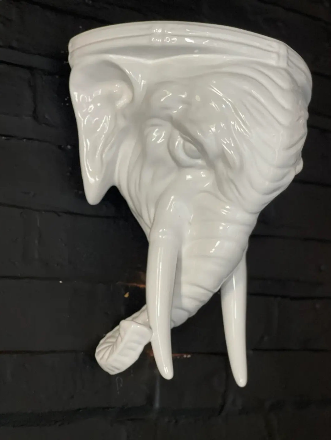 Pair of 1970s Palm Beach Regency Elephant Ceramic Wall Brackets