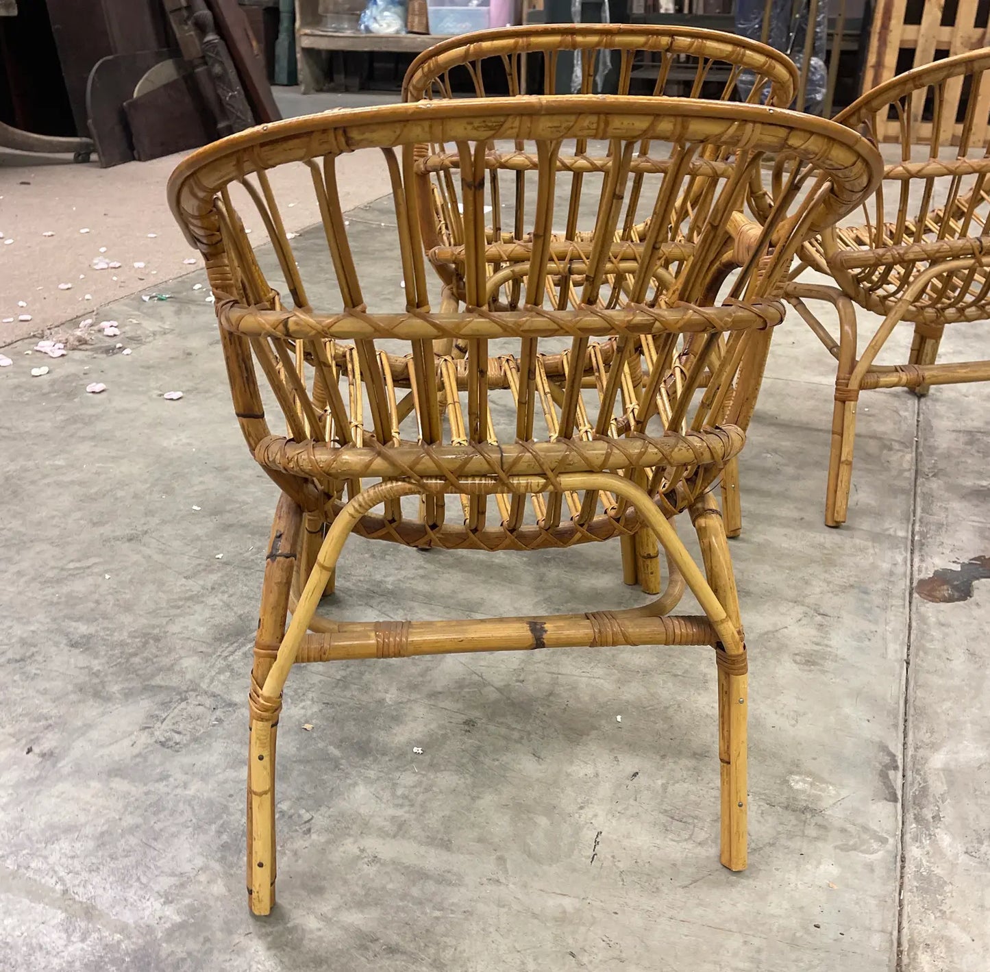 Vintage Rattan Armchairs - Set of 4