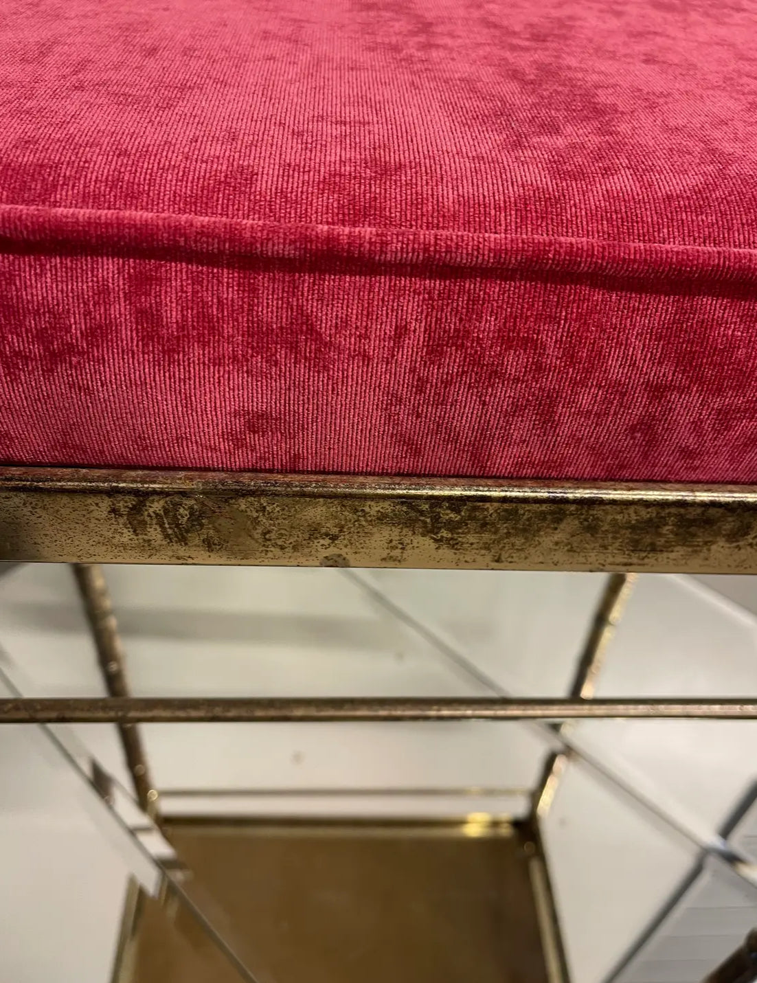 1970s Vintage Faux Bamboo Vanity Stool
