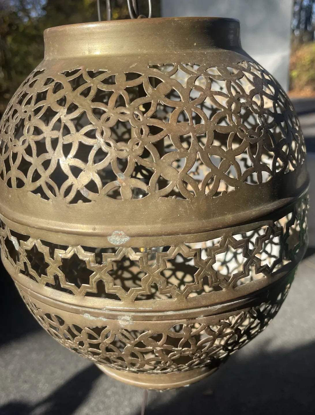 Set of 2 Vintage Moroccan Brass Hanging Lights