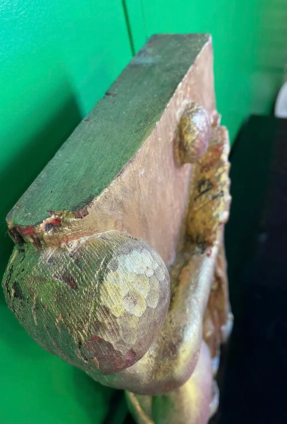 1970s A Carved Wooden Sculpture of a Woman With Gilt Surface
