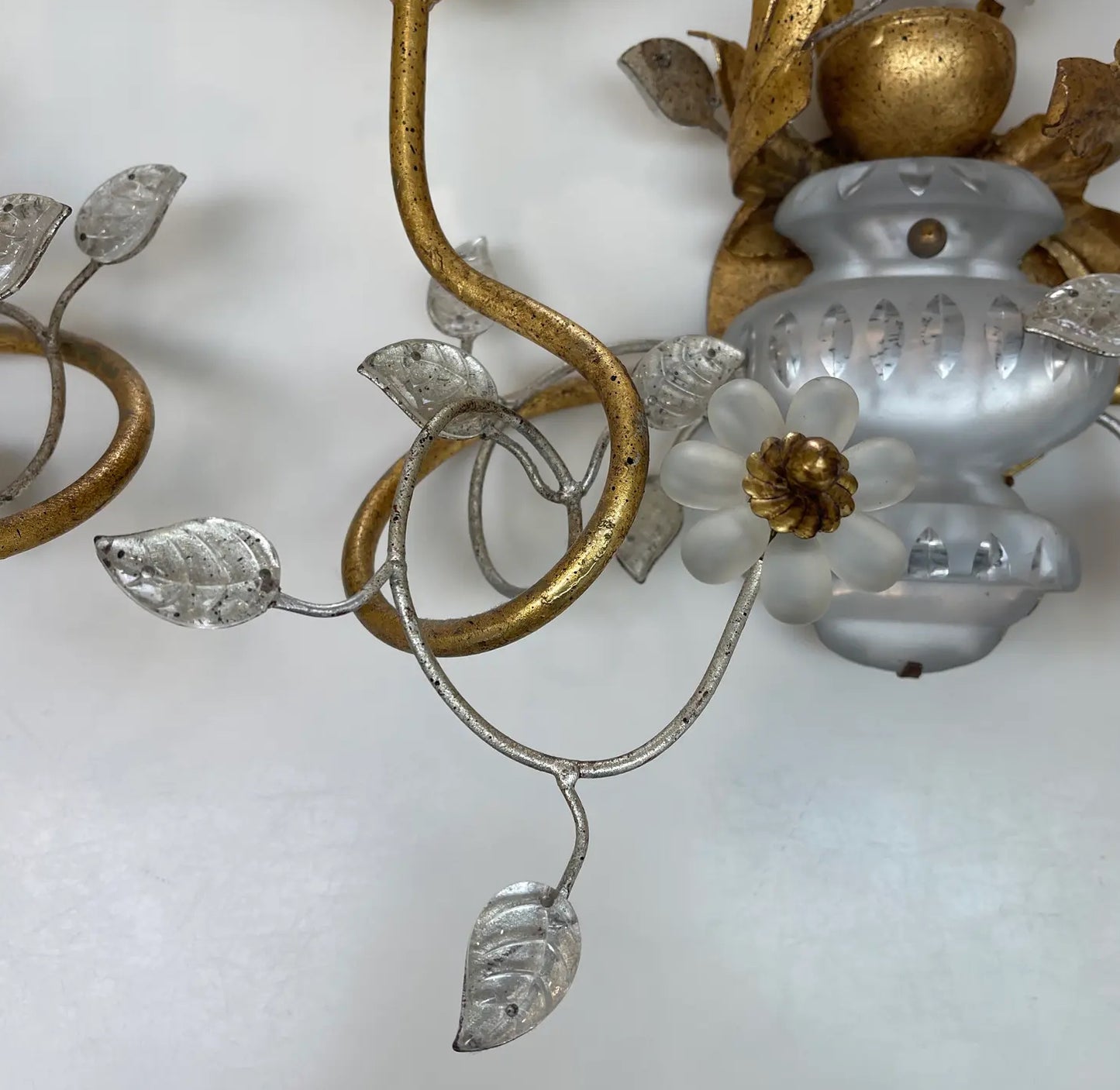 Pair of 1960s Crystal Chinoiserie Wall Sconces Attributed to Sherle Wagner
