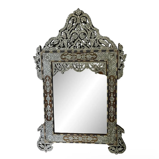 Vintage Antique Moorish Mother of Pearl & Bone Inlaid Wall Mirror
