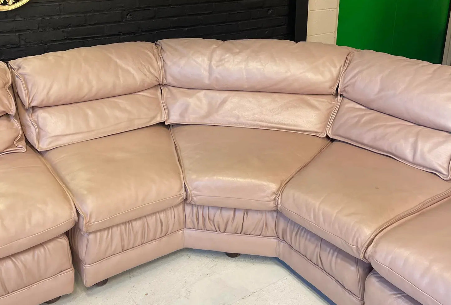 1980s Vintage Large Light Mauve Leather Sectional