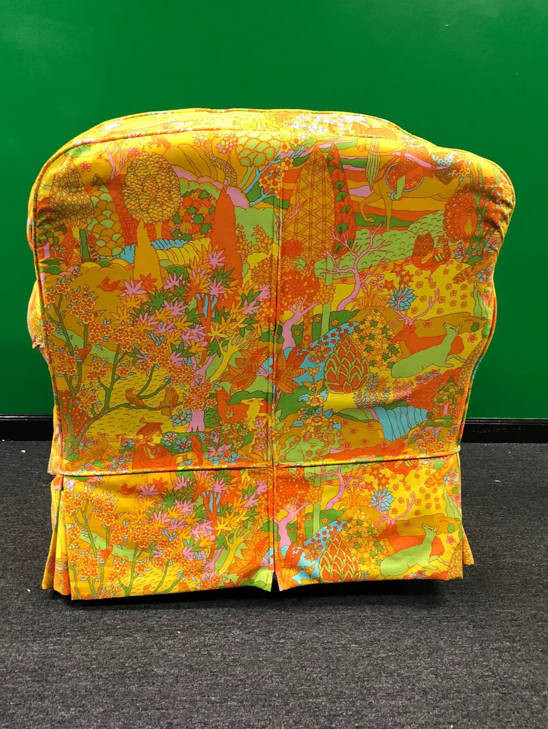 Glider Chair Upholstered in Vintage Fabric