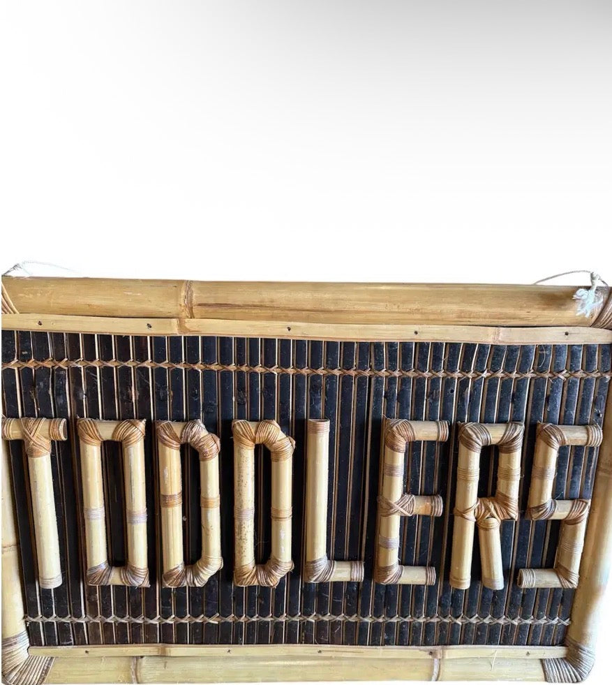Vintage Coastal Split Rattan "Toddler" Sign