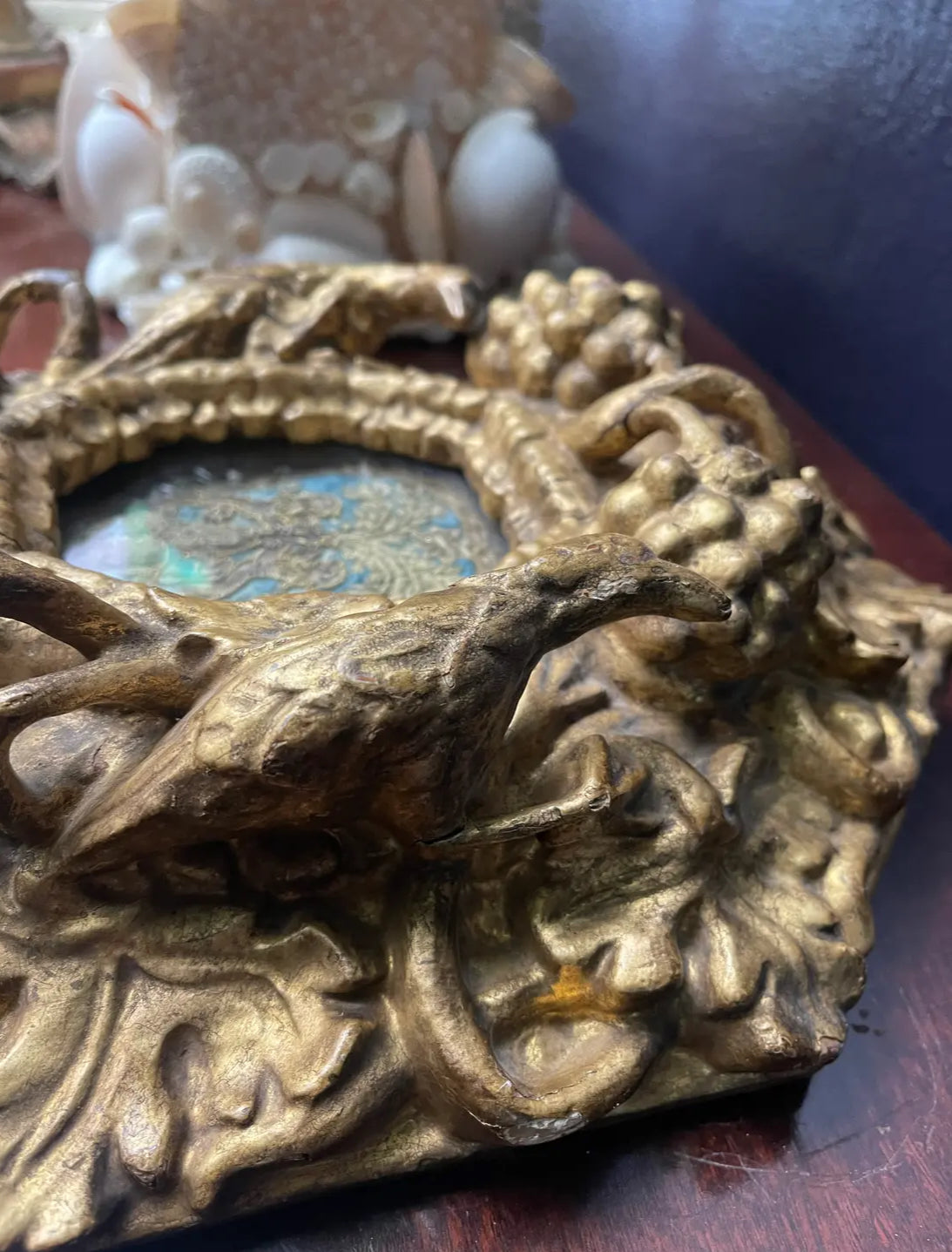 Antique 18th Century Gilt Carved Frame and Needlework