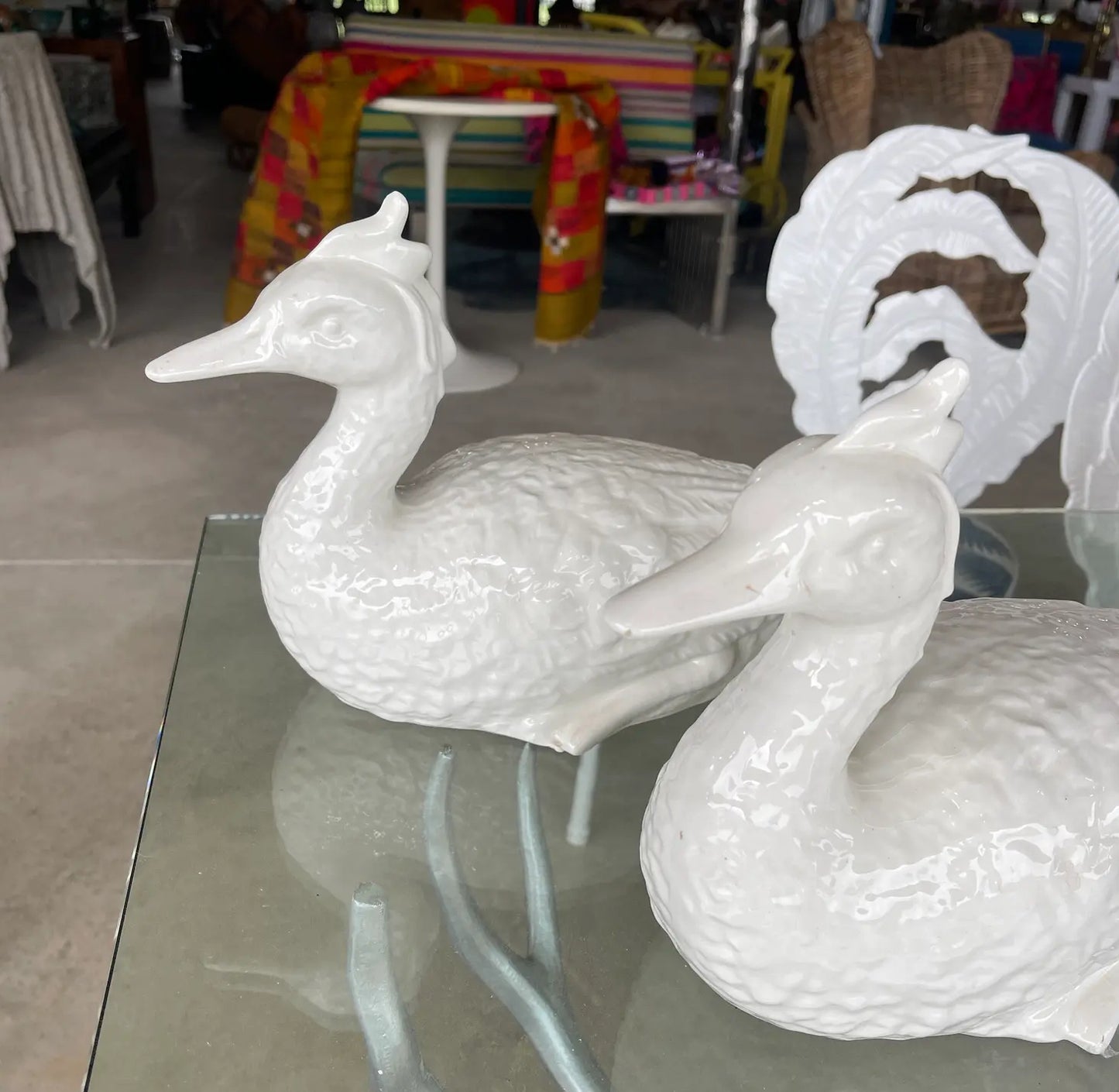 Pair of Mid 20th Century Blanc De Chine Ducks by Este Ceramiche for Tiffany and Co