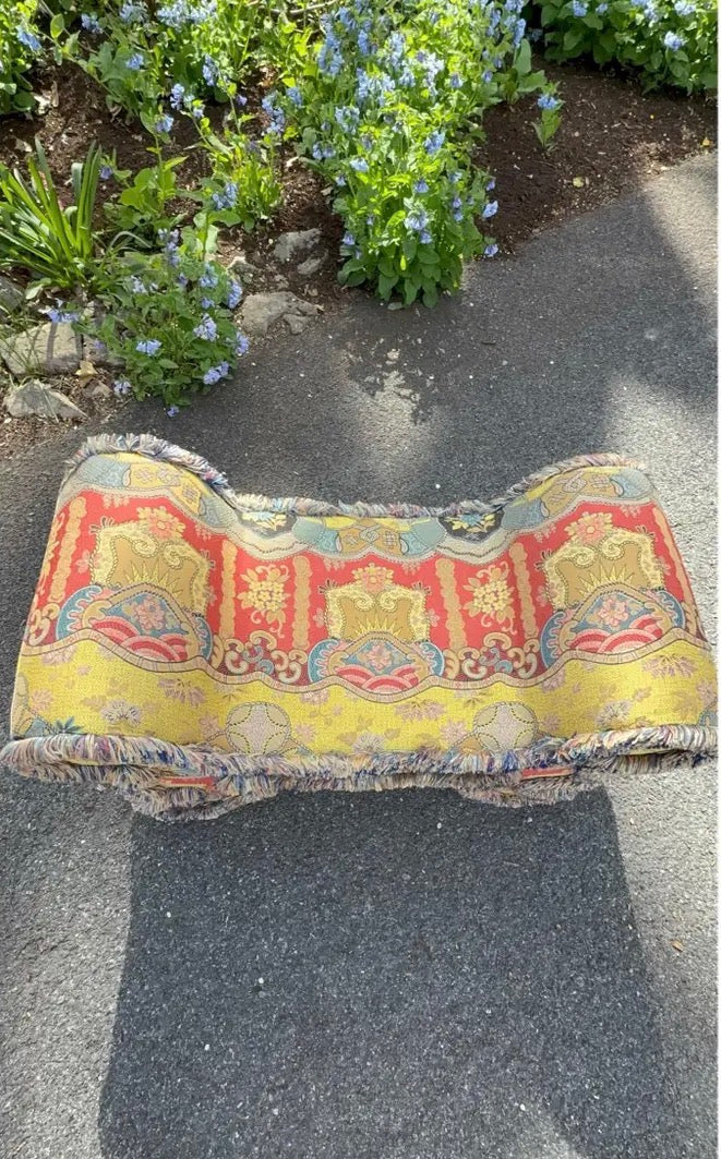 1980s Upholstered Tapestry Stool with Fringe