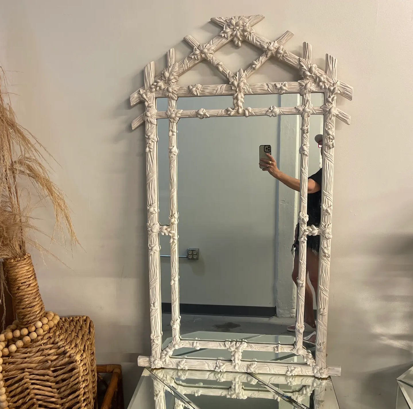 1970s Gampel-Stoll White Faux Bois Mirror
