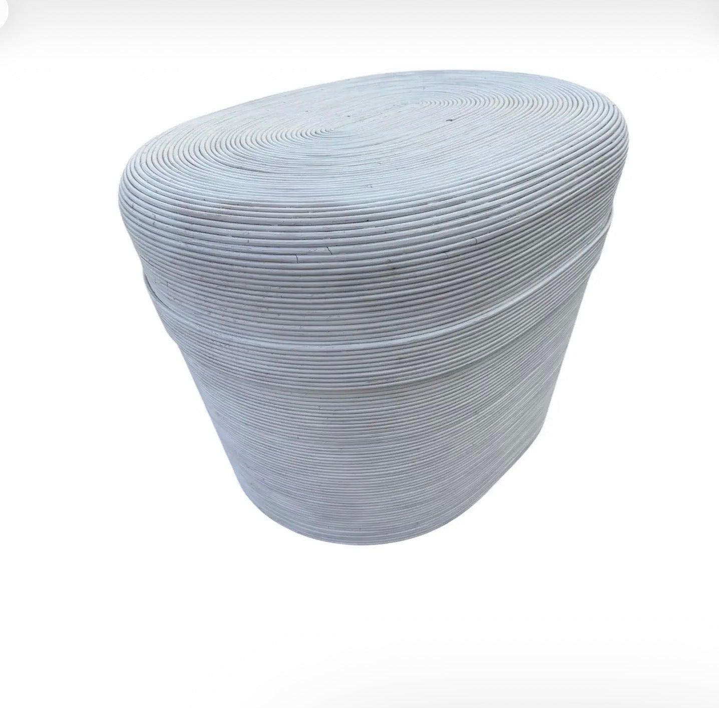 Vintage White Split Reed Side Table