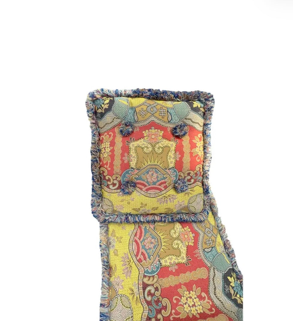 1980s Upholstered Tapestry Stool with Fringe